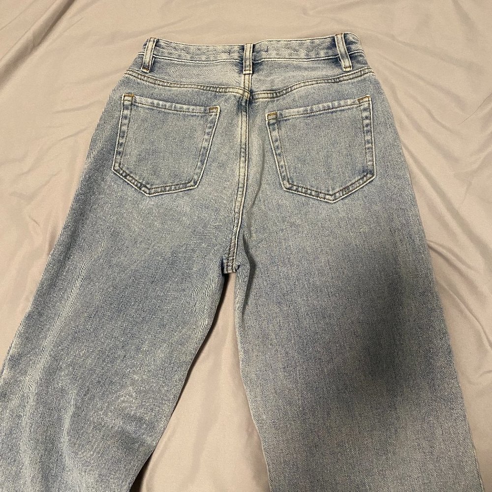 pacsun light wash dad jeans with leg slit